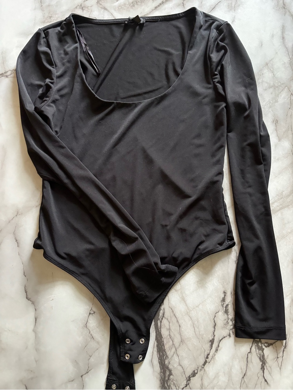 Black Long Sleeve Snap-Closure Bodysuit